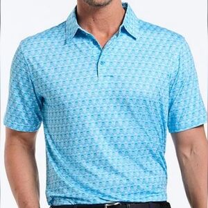 Robert Graham Light Blue Skull Patterned Polo Shirt. Sz 3XL